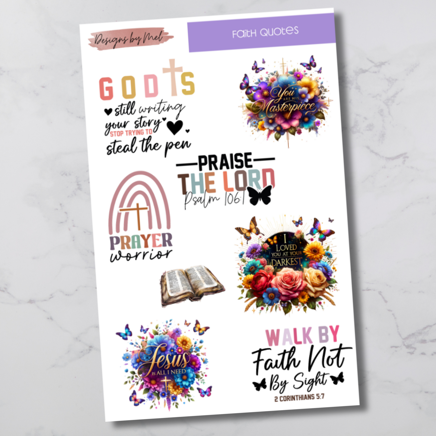 Faith Quotes Deco Sticker Sheet