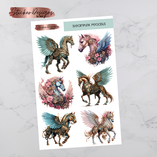 Steampunk Pegasus Deco Sticker Sheet