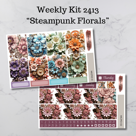 Weekly Kit 2413 - Steampunk Florals - Vertical Layout