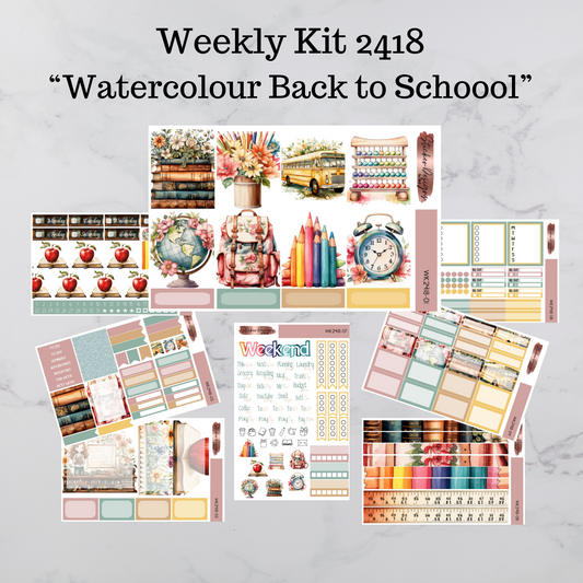 Weekly Kit 2418 - Watercolour Back to School - Vertical Layout