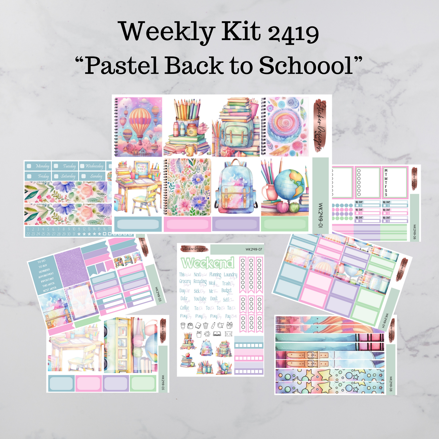 Weekly Kit 2419 - Pastel Back to School - Vertical Layout