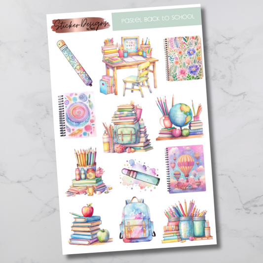 Pastel Back to School Deco Sticker Sheet