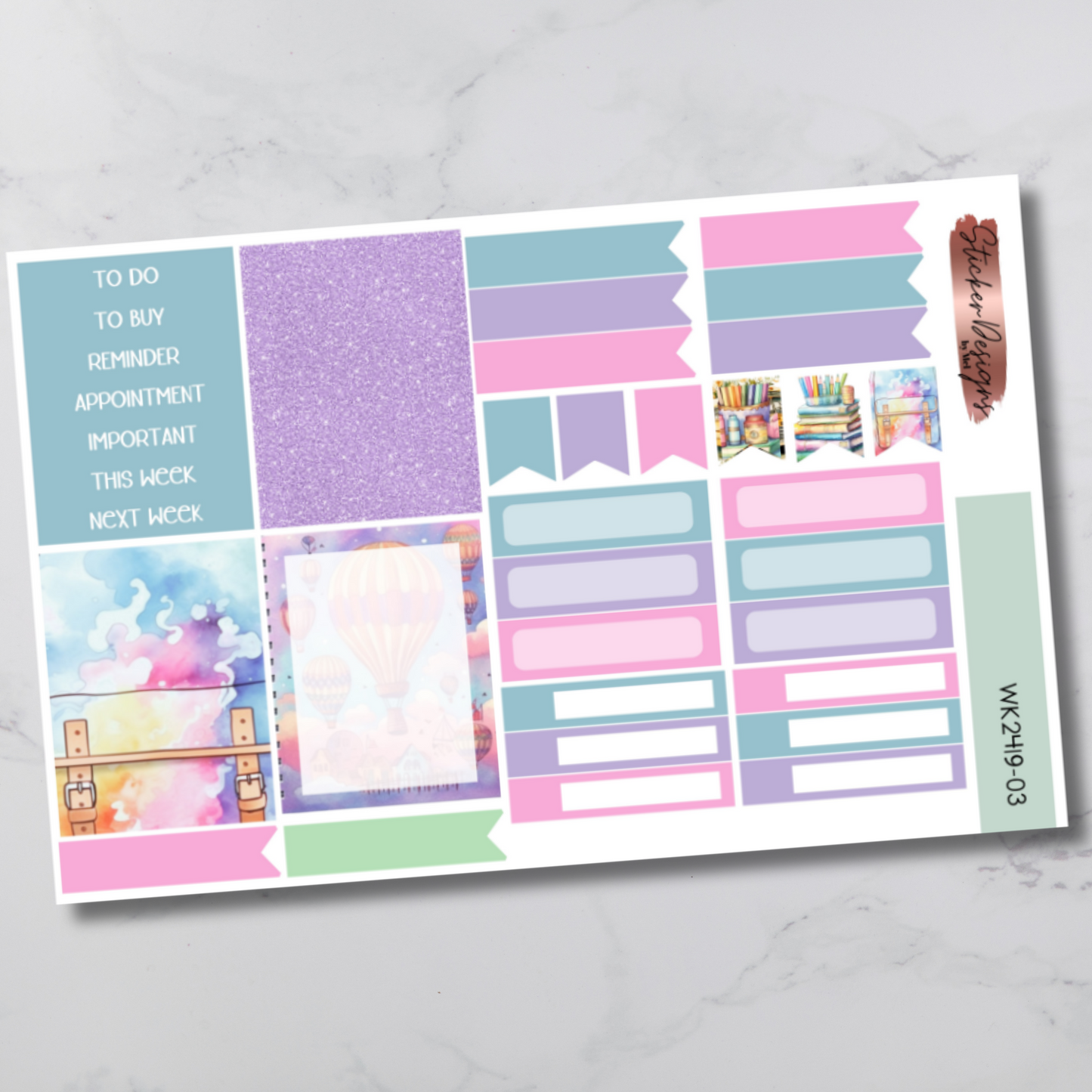 Weekly Kit 2419 - Pastel Back to School - Vertical Layout