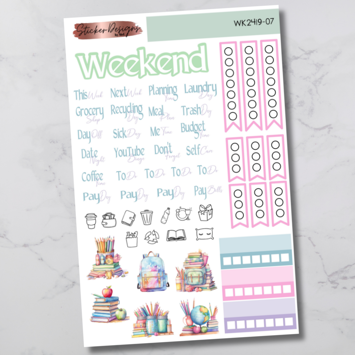 Weekly Kit 2419 - Pastel Back to School - Vertical Layout