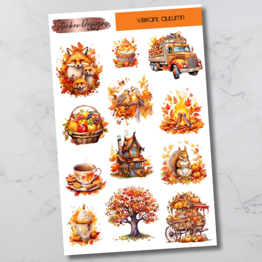 Vibrant Autumn Deco Sticker Sheet