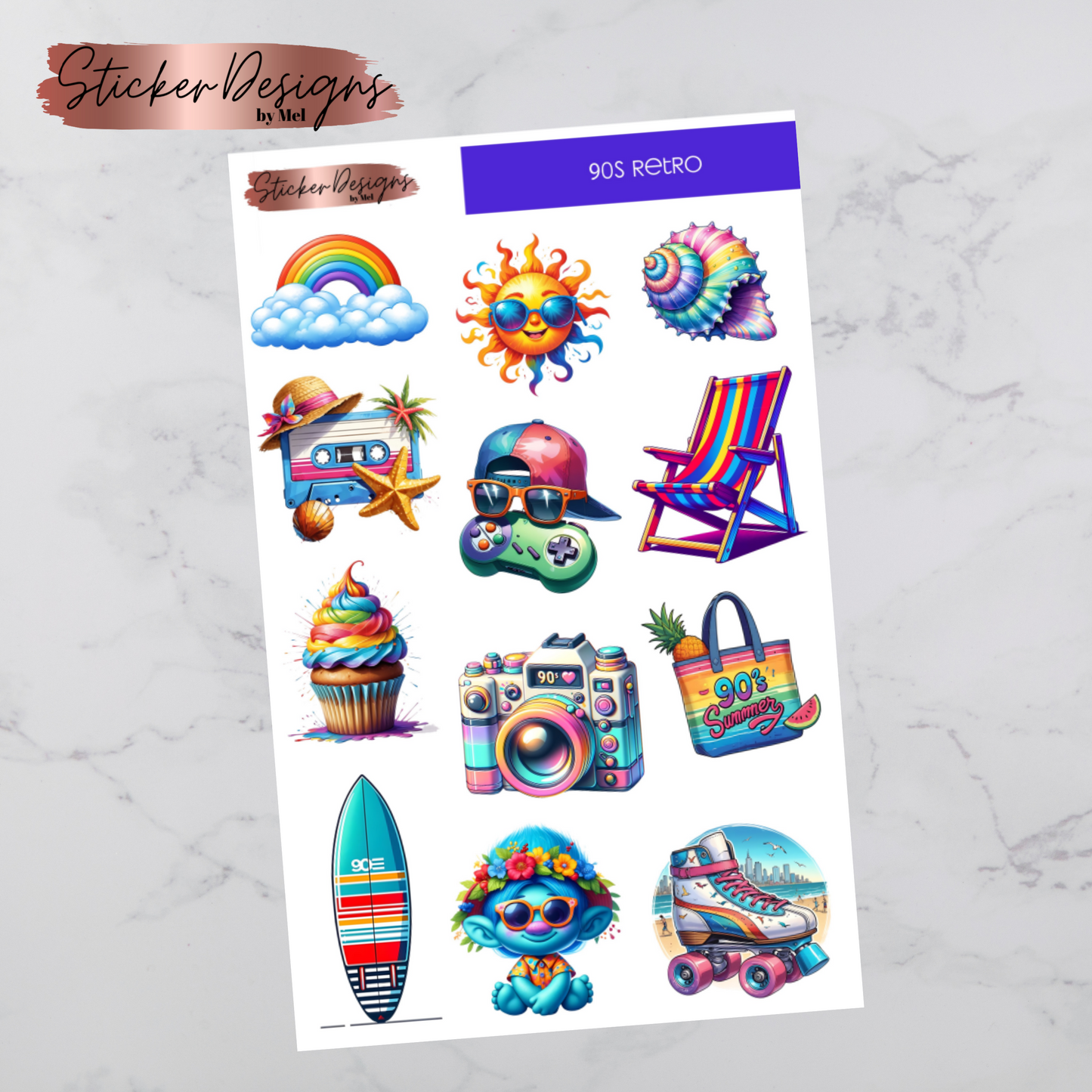 90s Retro Deco Sticker Sheet