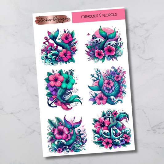 Mertails & Florals Deco Sticker Sheet