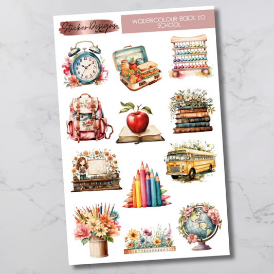 Watercolour Back to School Deco Sticker Sheet