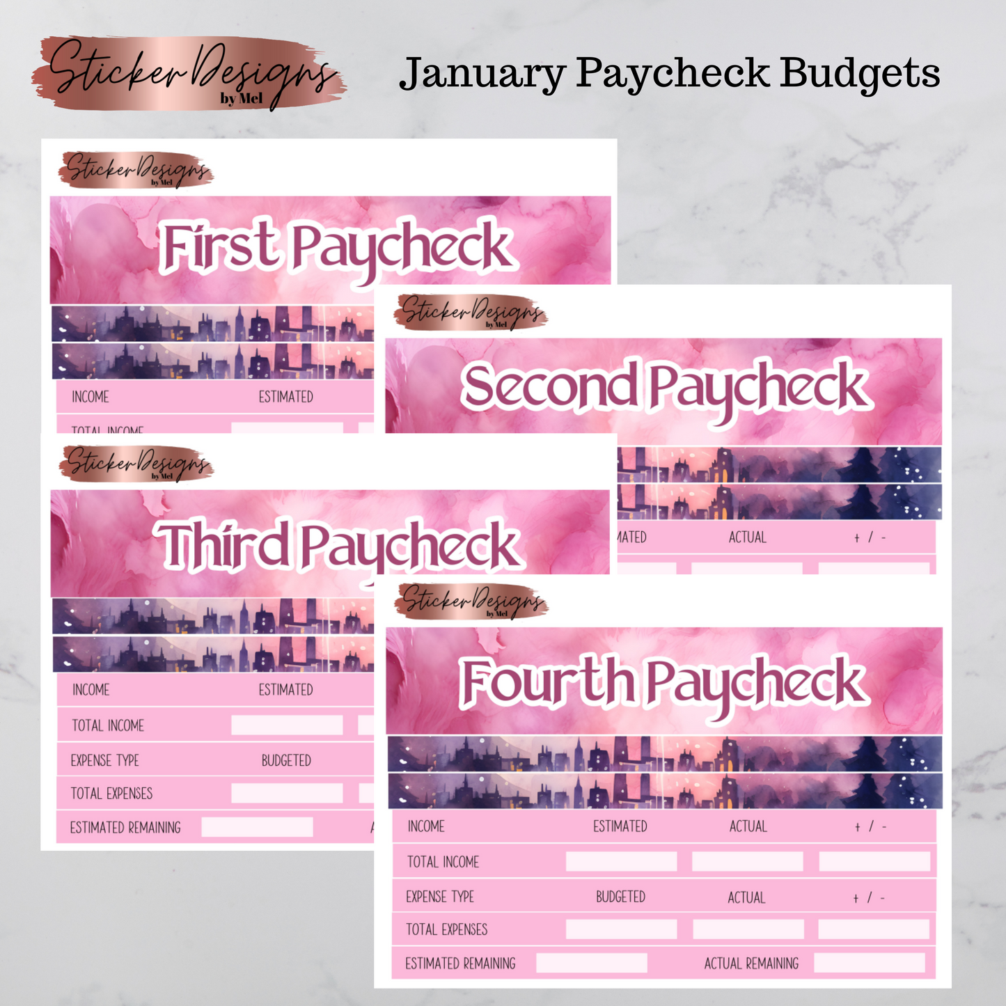 January 2024 Paycheck Budget Sheets