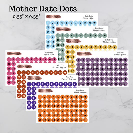 Date Dots Stickers - "Mother" Font