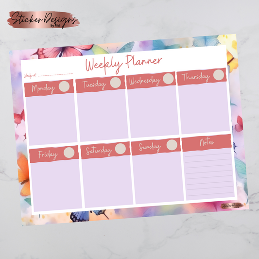 Rainbow Butterflies Weekly Deskpad